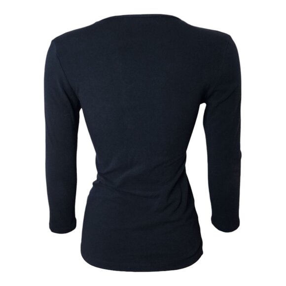 Boston Proper Top Womens Size XS Solid Black V Neck Minimalist Neutral Shirt - Picture 3 of 6